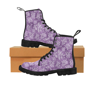 Purple Leaves Boots, Leaves Martin Boots for Women