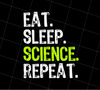 Eat Sleep Science Repeat, Science Gift, Love Scientist Gift Png, PNG Printable, DIGITAL File
