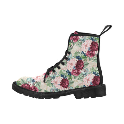 Watercolor Flowers Boots, Elegant Floral Martin Boots for Women