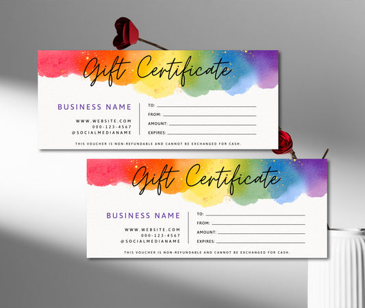 Colorful Gift Card, Cute Gift Voucher, Gift Certificate, Canva Template, Digital Download GC02