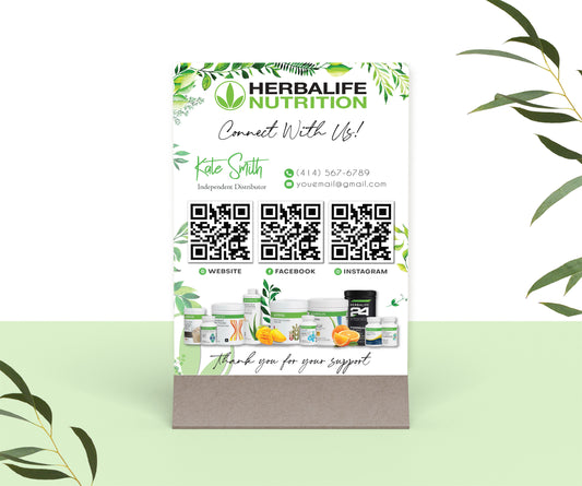 Natural Herbalife Social Sign Card Custom QR, Personalized Herbalife Business Cards HE07