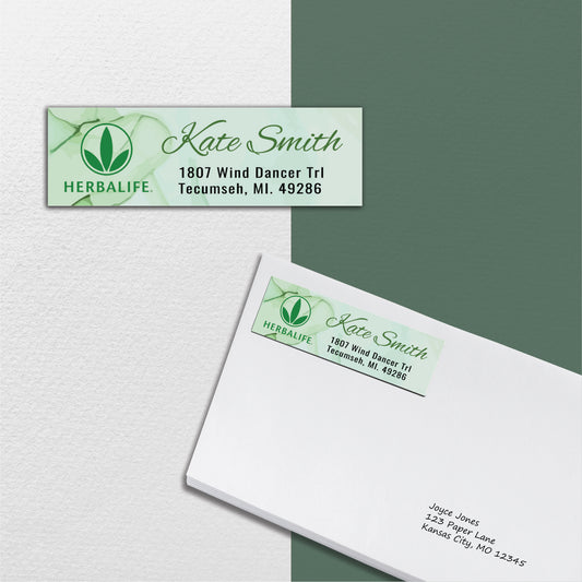 Personalized Herbalife Custom Address Label, Green Marble Herbalife Address Label Card HE06