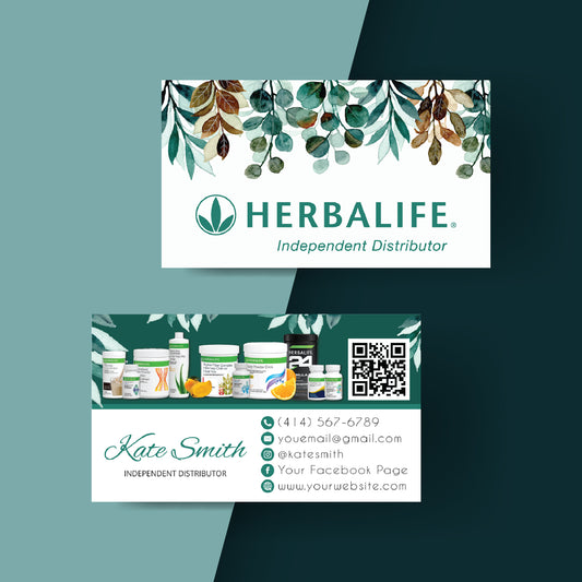 Green Leaves Herbalife Business Card, Personalized Herbalife Business Cards HE08