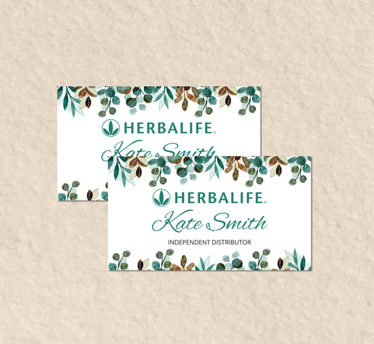 Luxury Herbalife Facebook Cover, Green Leaves Personalized Herbalife Business Card HE08