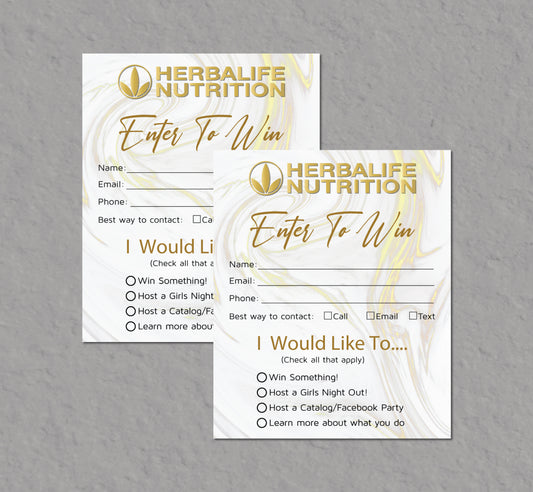 Gold Luxury Herbalife Enter To Win Card, Personalized Herbalife Business Card HE09