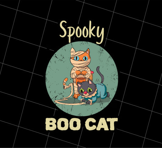 Halloween Retro Png, Vintage Cute Cat Lover Png, Spooky Boo Cat Png, Png Printable, Digital File