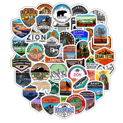 Bundle 50 Pcs National Park U.S Stickers, Outdoors Waterproof Vinyl Stickers