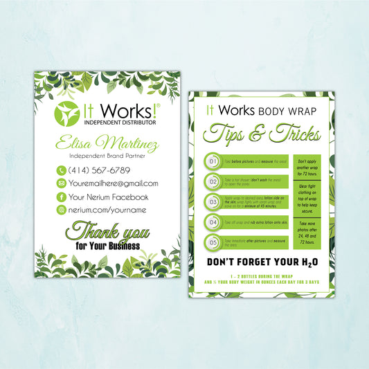 White It Works Tips And Trick Card, Personalized It Works Business Cards IW09