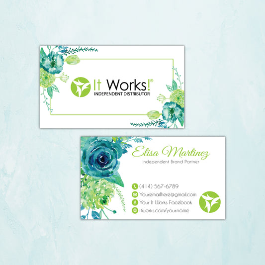 Blue Rose It Works Business Card, Personalized Flower It Works Business Cards IW12