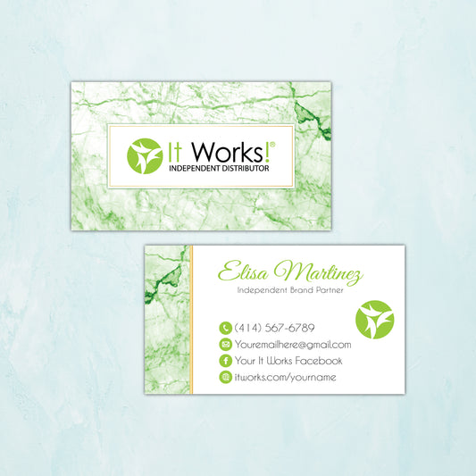 Green Marble It Works Business Card, Personalized It Works Business Cards IW13