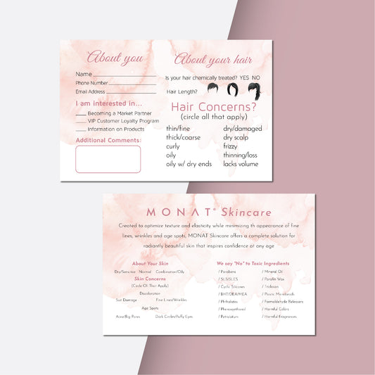 Pink Monat About Card - Skincare, Personalized Monat QR Business Cards MN201