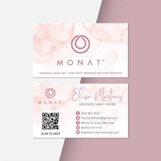 Pink Monat Custom QR Code Business Card, Personalized Monat QR Business Cards MN201