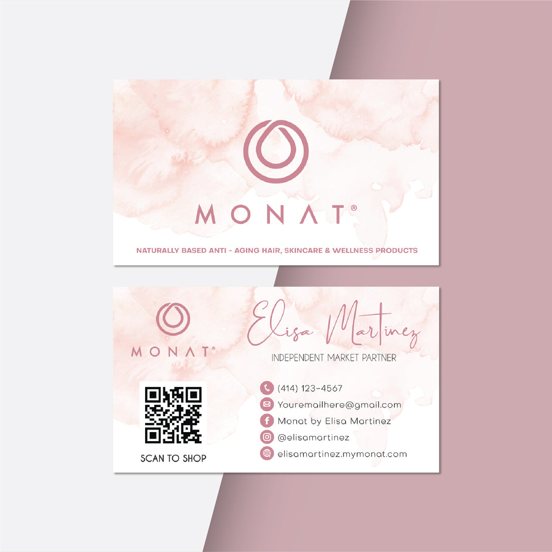 Pink Monat Marketing Bundle, Personalized Monat Full Kit Business Cards MN201