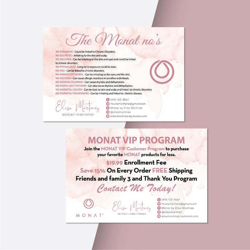 Monat Become a VIP Customer Business Card Monat VIP Card Monat