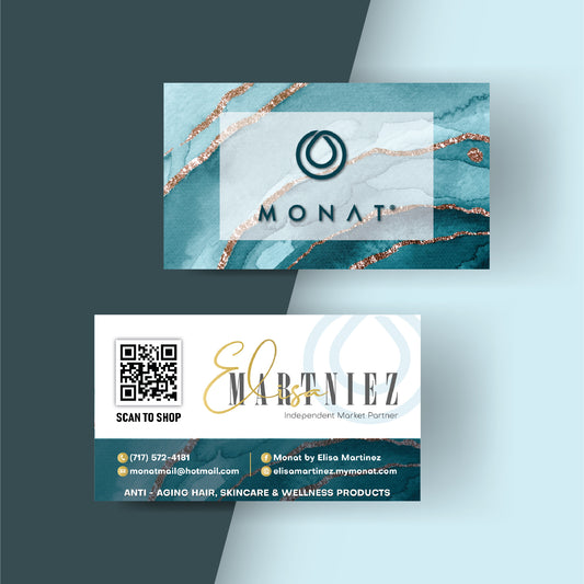 Glitter Blue Monat Business Card, Personalized Monat Business Cards MN207
