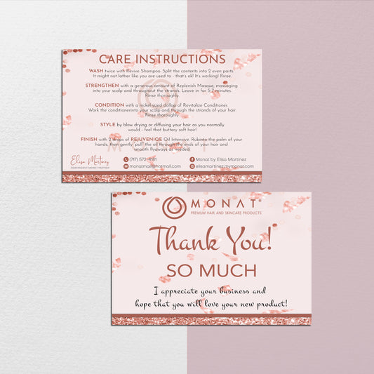 Glitter Modern Monat Thanks Care Card, Personalized Monat Business Cards MN98