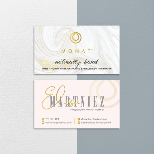 White Marble Monat Business Card, Personalized Monat Business Cards MN99