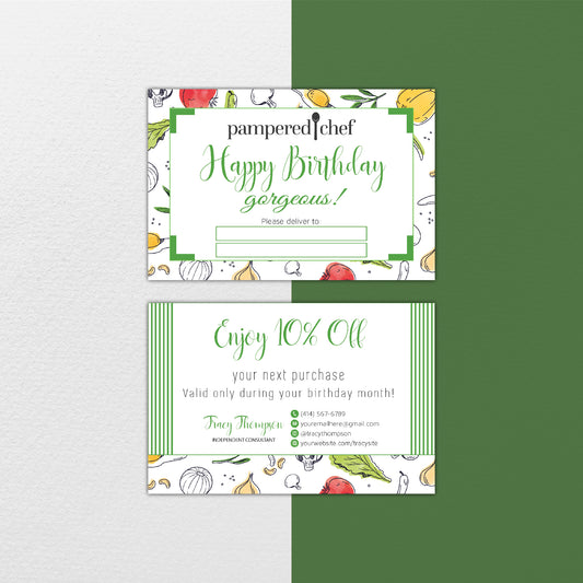 Watercolor Hand Drawing Chef Birthday Cards, Personalized Pampered Chef Business Cards PPC15