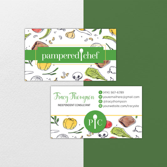 Watercolor Hand Drawing Pampered Chef Business Card, Personalized Pampered Chef Business Cards PPC15