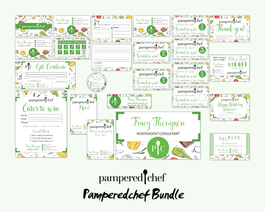 Watercolor Hand Drawing Pampered Chef Marketing Bundle, Personalized Pampered Chef Business Cards PPC15