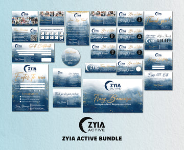 Blue Gold Luxury ZYIA Marketing Bundle, Zyia Active Business Cards, Active Business Cards ZA44