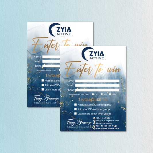 Blue Gold Luxury ZYIA Marketing Bundle, Zyia Active Business Cards, Active Business Cards ZA44