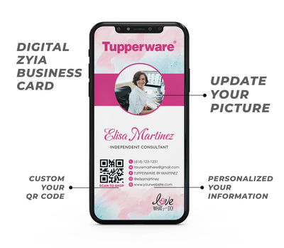 Pink Blue Pastel Digital Tupperware Business Card, Ecard Tupperware Custom Qr Code, Ecard Tupperware Template, Personalized Tupperware QR Code, Custom Tupperware Cards TW14