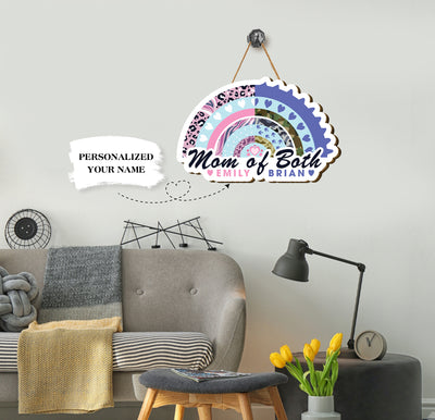 This Boy & Girl Twin-rainbow Plywood Sign is a unique and thoughtful way to show Mom your love this Mother's Day. Expertly crafted and personalized with the names of her children, this durable sign is laser engraved on high quality plywood for a lasting reminder of your love.