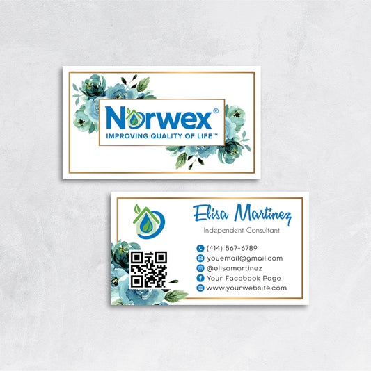 Watercoler Norwex Business Card QR Code , Personalized Norwex Business Cards NR43