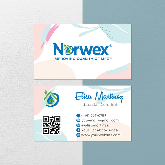Watercoler Norwex Business Card QR Code , Personalized Norwex Business Cards NR44