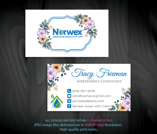 Watercoler Norwex Business Card, Personalized Norwex Business Cards NR16
