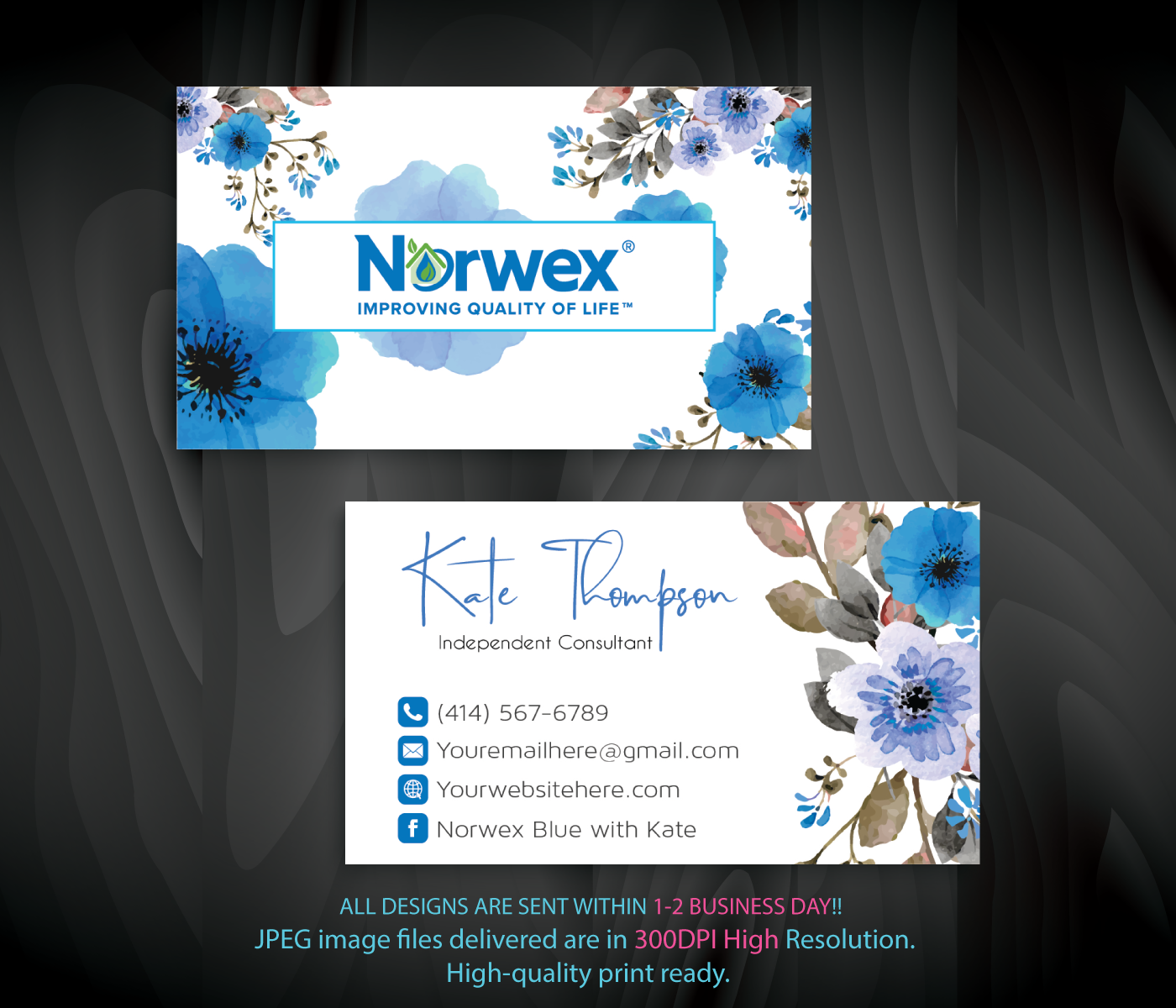 Watercoler Norwex Business Card, Personalized Norwex Business Cards NR15