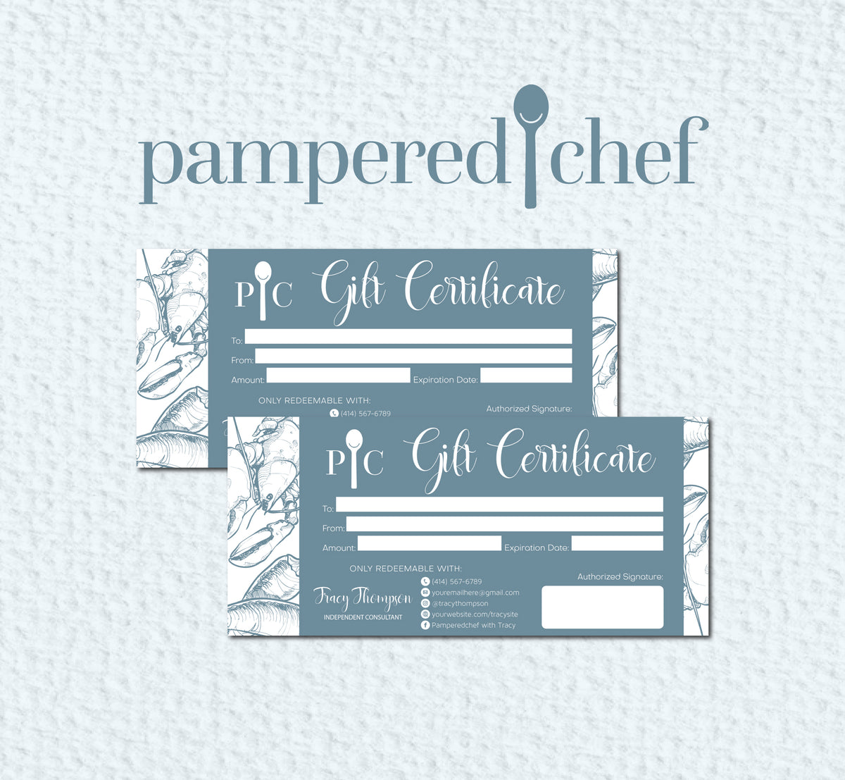 Personalized Pampered Chef Gift Certificate, Pampered Chef Business Ca ...