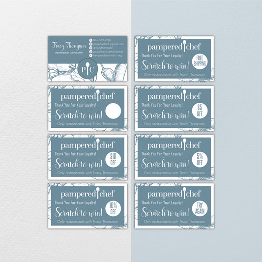 Sea Food Pampered Chef Scratch To Win, Personalized Pampered Chef Business Cards PPC02