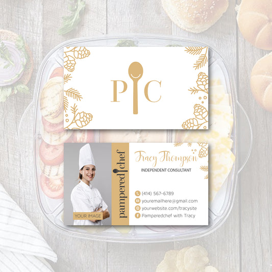 Gold Pampered Chef Business Card, Personalized Pampered Chef Business Cards PPC05