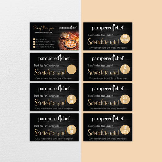 Personalized Pampered Chef Scratch To Win Cards, Pampered Chef Business Card PPC06