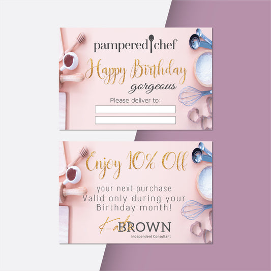 Pampered Chef Birthday Cards, Personalized Pampered Chef Business Cards PPC19