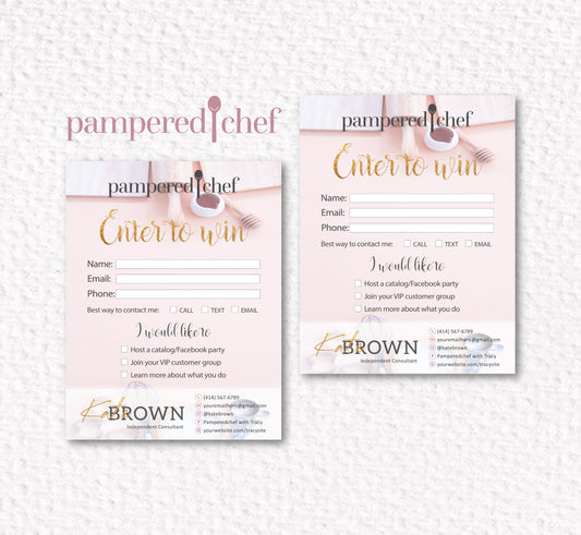 Personalized Pampered Chef Enter To Win Cards, Pampered Chef Business Card PPC19