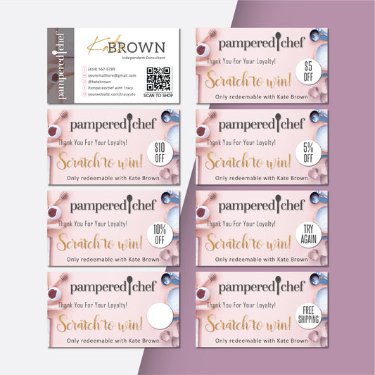 Modern Pampered Chef Scratch To Win, Personalized Pampered Chef Business Cards PPC19