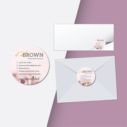 Modern Pampered Chef Envelop Seal - Stickers, Personalized Pampered Chef Business Cards PPC19