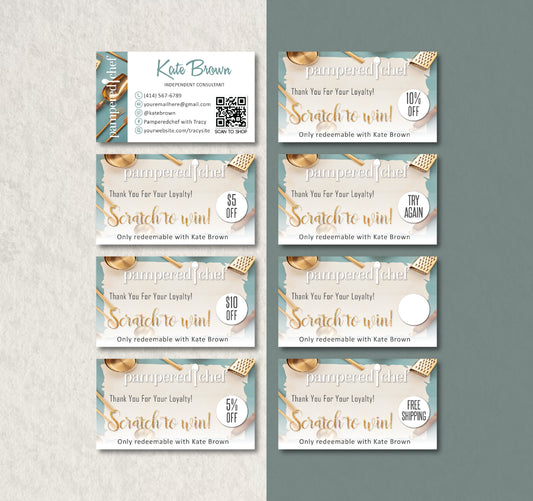 Personalized Pampered Chef Scratch To Win Cards, Pampered Chef Business Card PPC24
