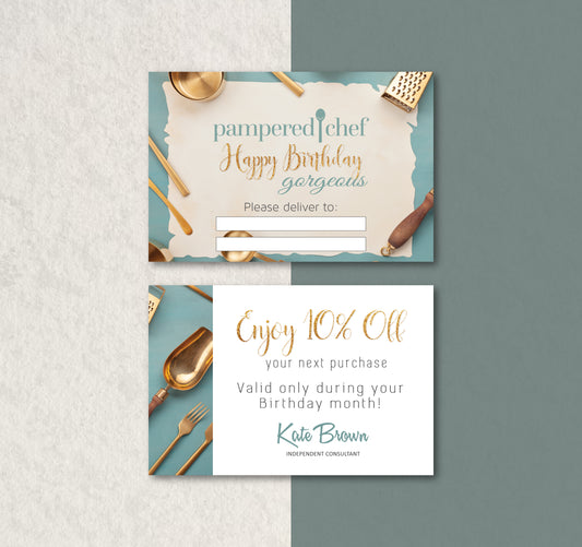 Pampered Chef Birthday Cards, Personalized Pampered Chef Business Cards PPC24