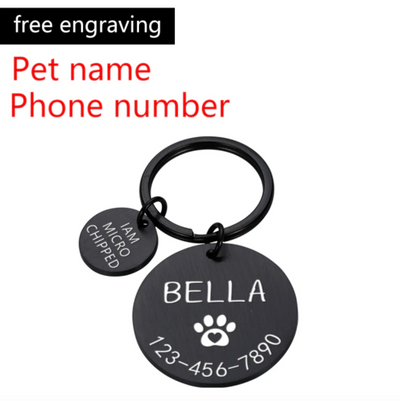 Personalized Name Phone Engraved Dog Pet ID Tag, Bone Flower Pet ID Name for Cat Puppy Dog Tag Pendant Keyring Pet Accessories