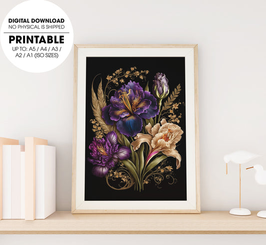 Lily Flowers, Bouquet Of The Art, Royal Lily Decor, Poster Design, Printable Art