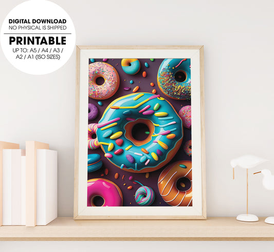 Donut Lover, Colorful Donut Of The Life, Kid Lover Gift, Poster Design, Printable Art