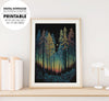 The Loneliness Forest, Northern Lights, Light Scary Forest, Poster Design, Printable Art