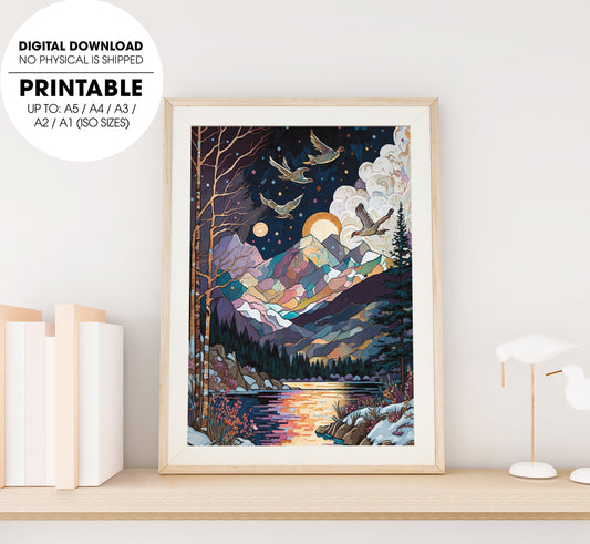 Colorfull Sky, Lost In The Night, Anime Landscape, Poster Design, Printable Art