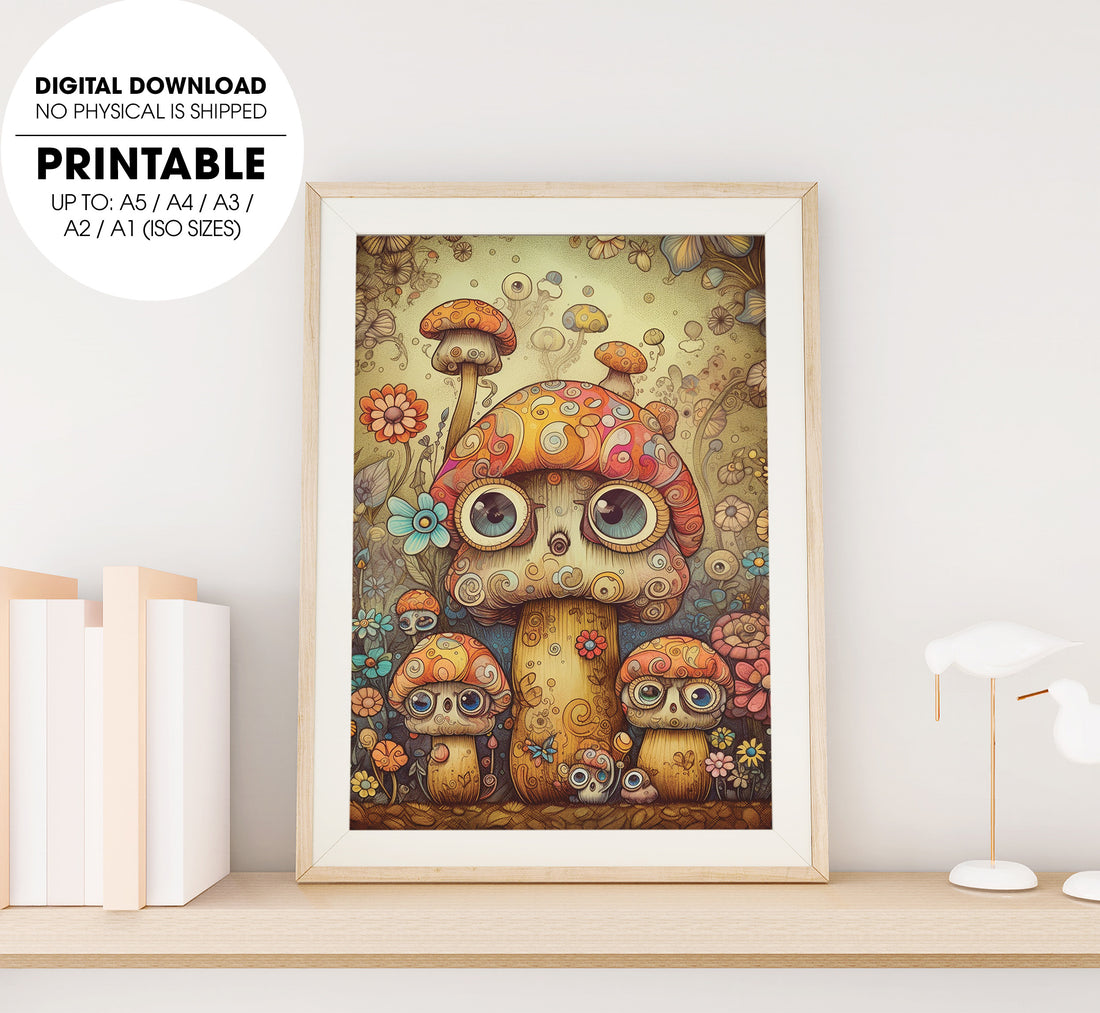 Cute Family Mushroom Monsters, Colorful Mushroom