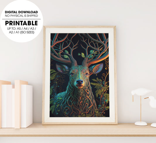A Beautiful Deer Spirit Of The Forest, Beautiful Reindeer With Trees