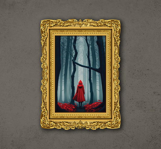 The Red Riding Forest, Lonely Man In The Woods, Love Fairy Tales, Poster Design, Printable Art